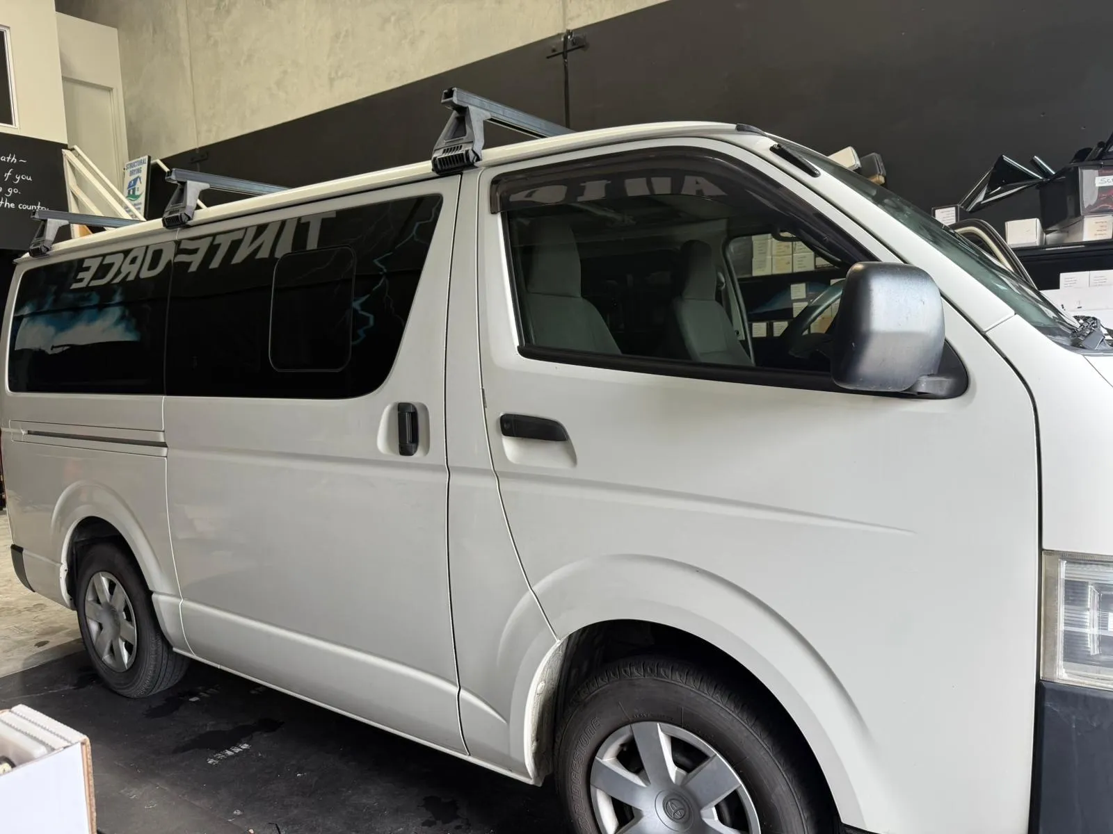 Van window tint install, R1 Auto